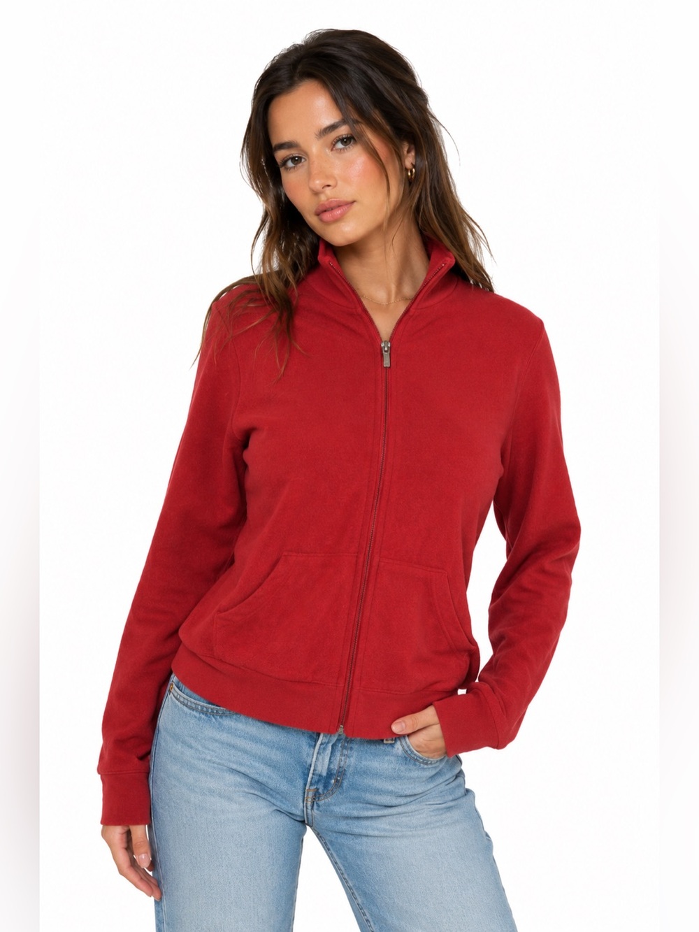 ❤️ Vintage Jasmine Rose Red Zip-Up Fleece Sweater ❤️